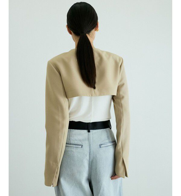 ADAM ET ROPE'「【新色追加】ジャケットボレロ」|ノーカラージャケット|