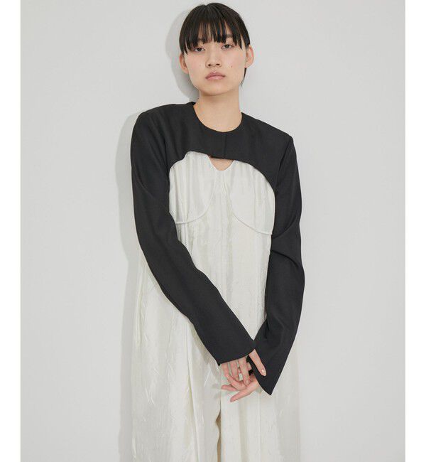 ADAM ET ROPE'「【新色追加】ジャケットボレロ」|ノーカラージャケット|