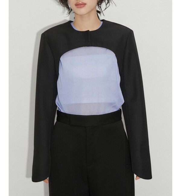 ADAM ET ROPE'「【新色追加】ジャケットボレロ」|ノーカラージャケット|