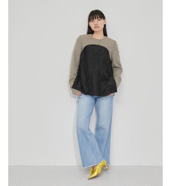 ADAM ET ROPE'「【新色追加】ジャケットボレロ」|ノーカラージャケット|