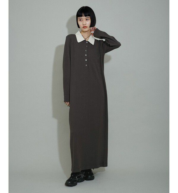 ADAM ET ROPE'「【WEB限定】・【新色追加】・【洗える】ポロシャツワンピース」|ワンピース|
