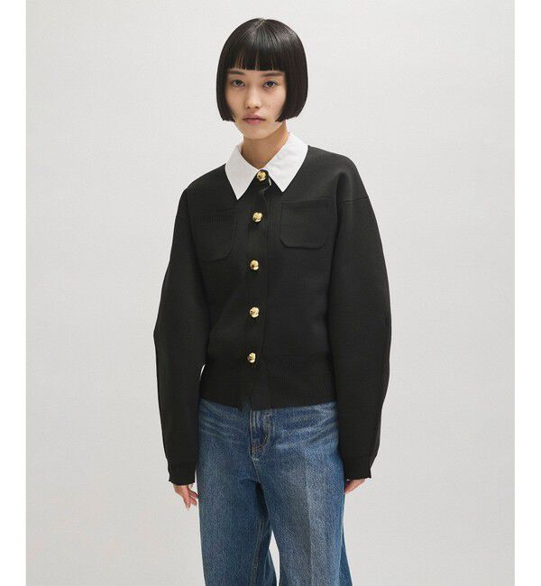 ADAM ET ROPE'「【WEB限定】・【サステナブル】カラー付きカーディガン」|カーディガン|