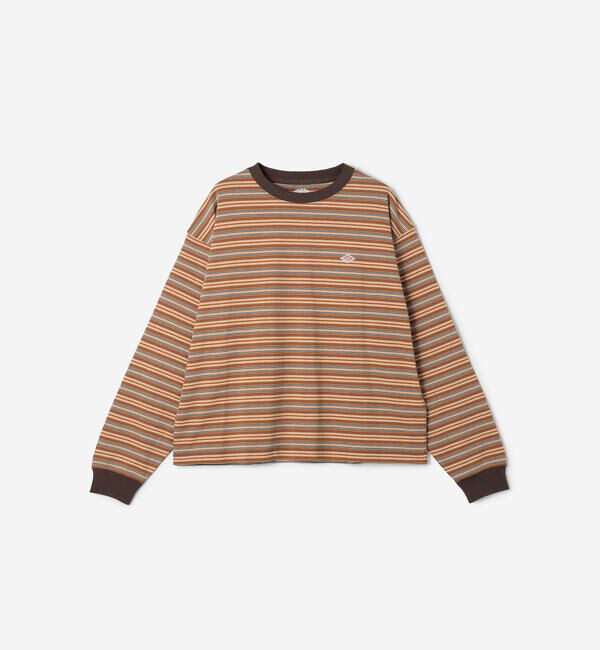 DANTON「DANTON | クルーネック 長袖ボーダーTシャツ WOMEN」|Tシャツ・カットソー|BROWN系1