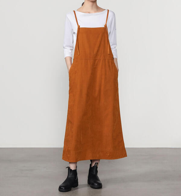 LE GLAZIK「LE GLAZIK | コーデュロイ サロペットスカート WOMEN」|スカート|ORANGE系1