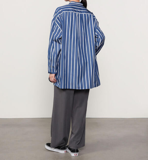  「TICCA | コットン スタンドスクエアシャツ STRIPE UNISEX」|シャツ・ブラウス|