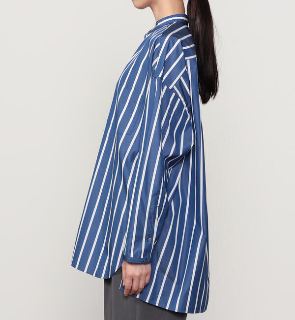  「TICCA | コットン スタンドスクエアシャツ STRIPE UNISEX」|シャツ・ブラウス|