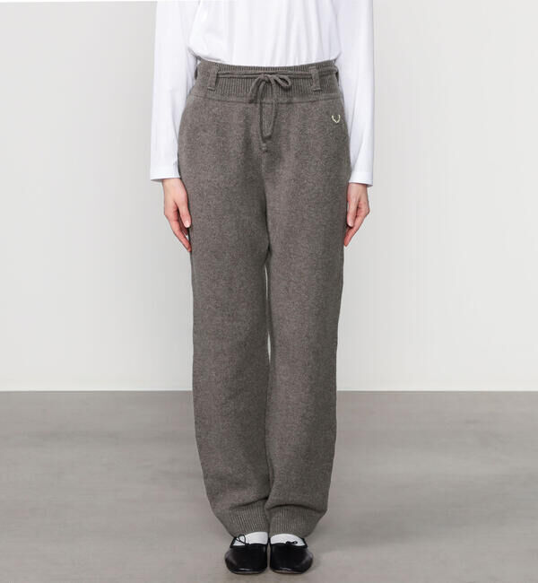 「UNFIL | ラムズウール ベルテッドニットパンツ WOMEN」|チノ|