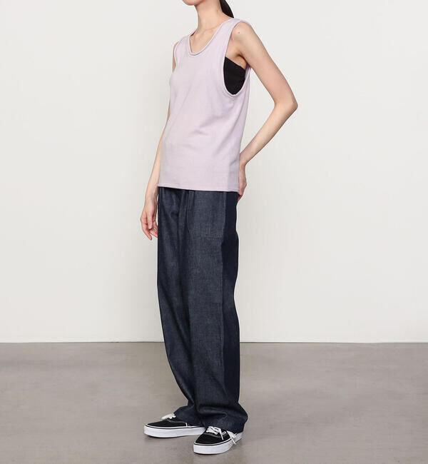 UNFIL「UNFIL | ブラッシュシルクコットン スリーブレストップ WOMEN」|Tシャツ・カットソー|