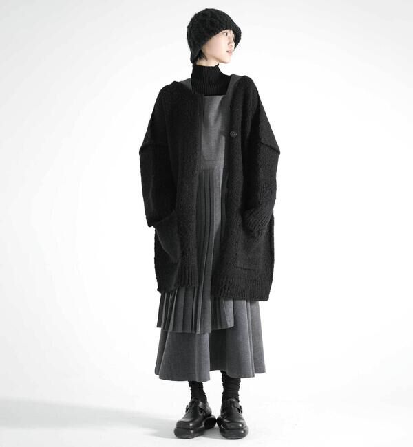 「eunoia | ロング ニットカーディガン WOMEN」|テーラードジャケット|