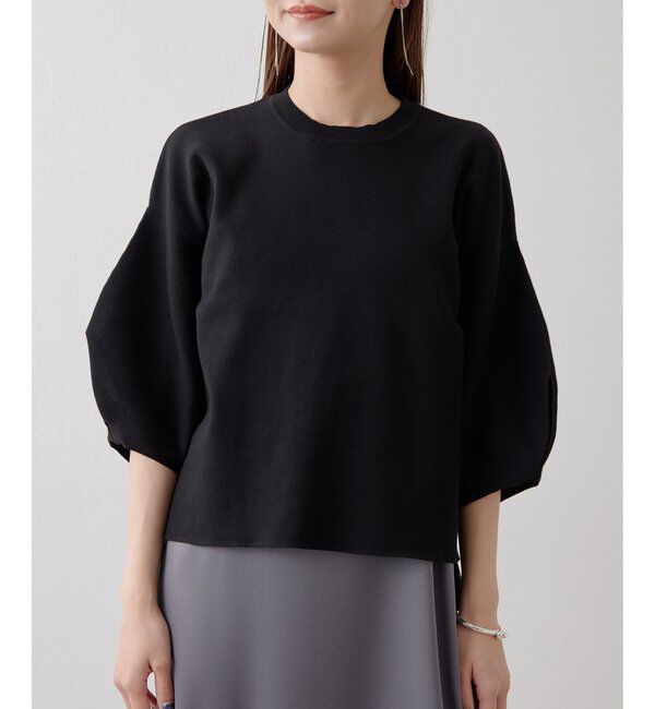 Drawing Numbers「【Drawing Numbers】コットン袖パフニットプルオーバー」|ニット・セーター|ブラック