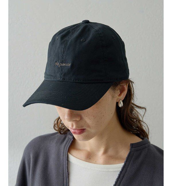  「【THE PAUSE】コットン刺繍キャップ」|ハット|ブラック