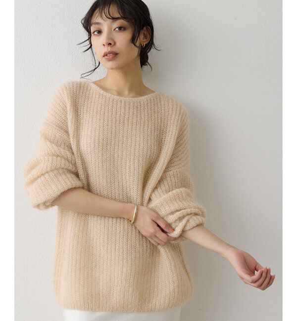  「ラメモヘヤニットプルオーバー」|ニット・セーター|ピンクベージュ