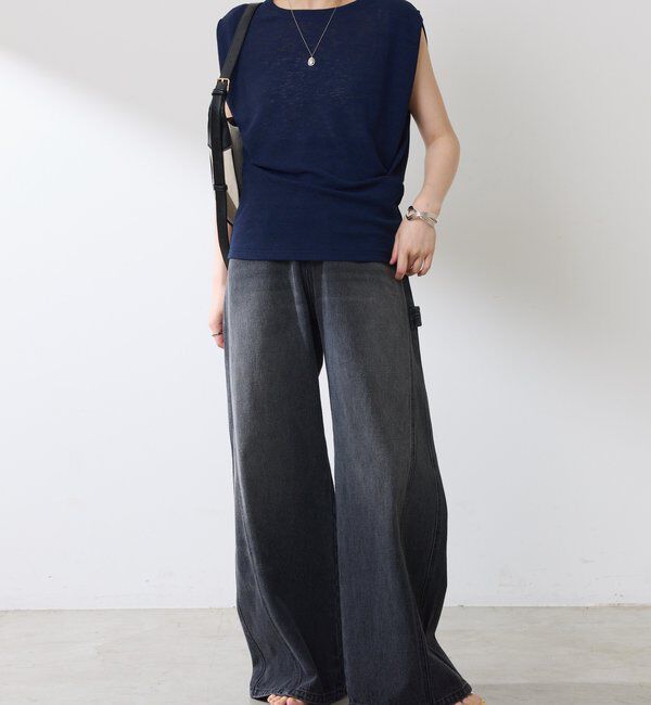  「【ウエスト調整できる】Q.anos ルーズアジャストデニム」|デニム|