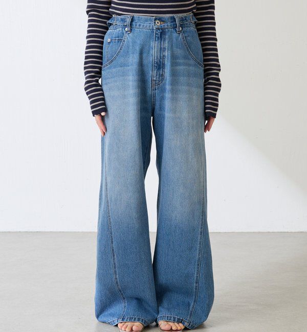  「【ウエスト調整できる】Q.anos ルーズアジャストデニム」|デニム|