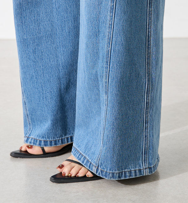  「【ウエスト調整できる】Q.anos ルーズアジャストデニム」|デニム|