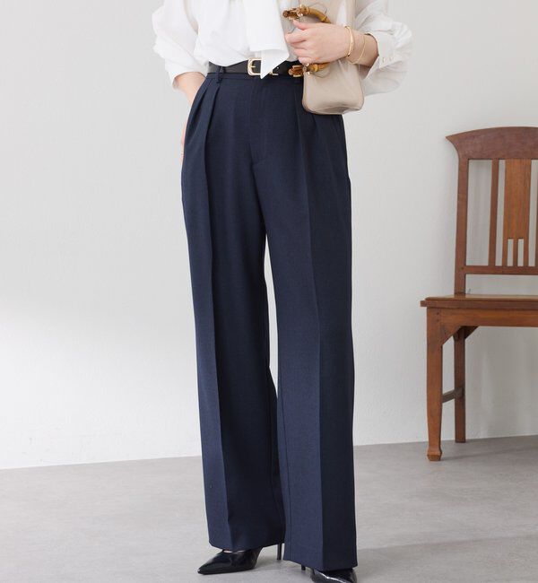  「ウールライクタックパンツ」|チノ|ネイビー