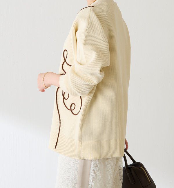  「コード刺繍深Vニット」|ニット・セーター|