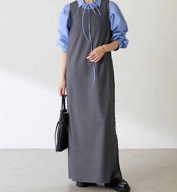  「バイアスストライプジャンパースカート」|ワンピース|