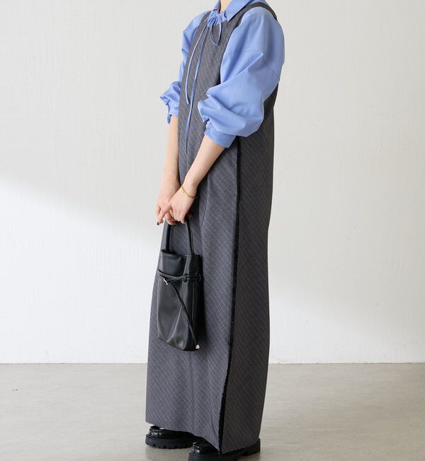  「バイアスストライプジャンパースカート」|ワンピース|