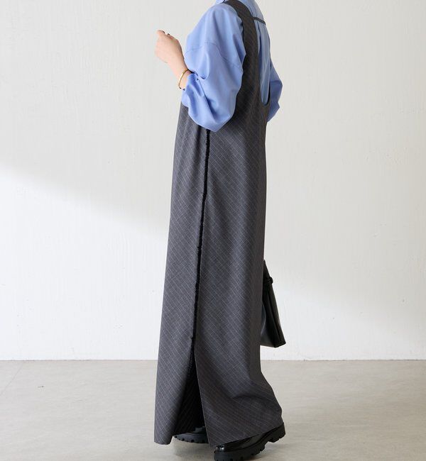  「バイアスストライプジャンパースカート」|ワンピース|