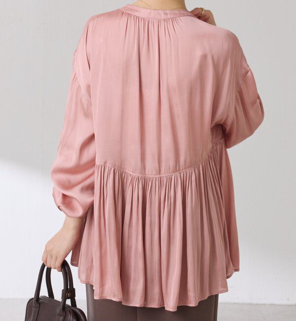  「割繊サテンスキッパーブラウス」|シャツ・ブラウス|