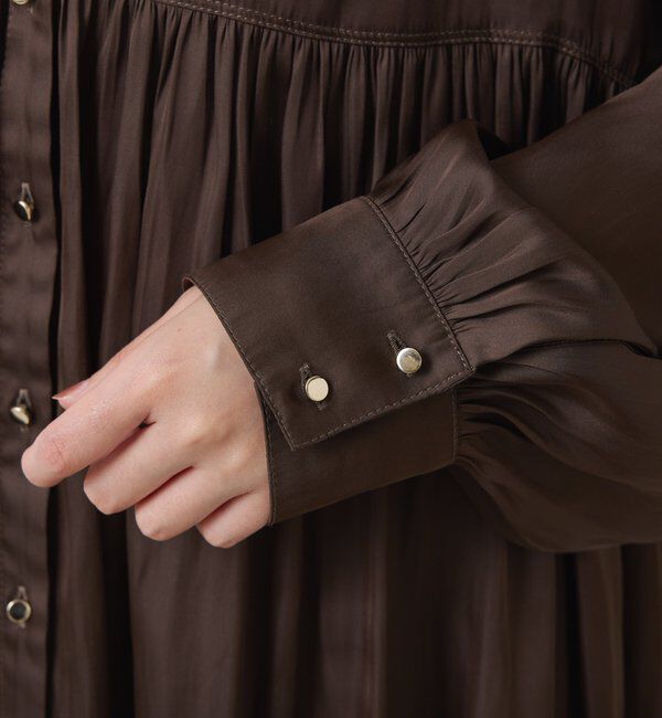  「割繊サテンスキッパーブラウス」|シャツ・ブラウス|