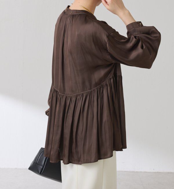  「割繊サテンスキッパーブラウス」|シャツ・ブラウス|