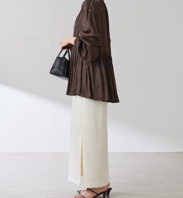  「割繊サテンスキッパーブラウス」|シャツ・ブラウス|