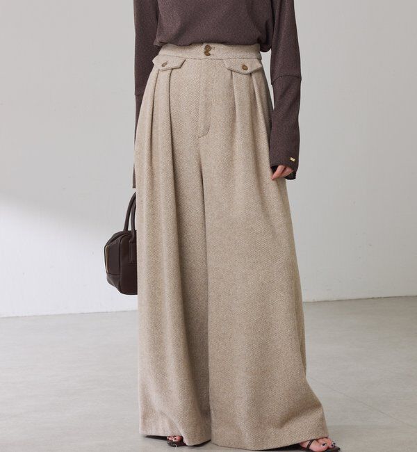  「ツイードタックワイドパンツ」|チノ|