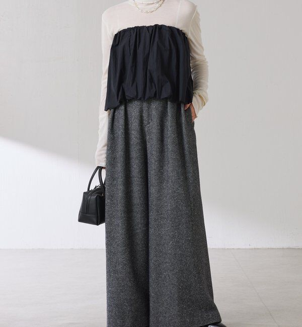  「ツイードタックワイドパンツ」|チノ|