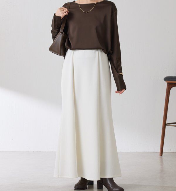  「サテンサイドドロストTブラウス」|シャツ・ブラウス|