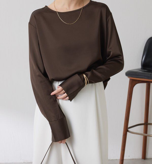  「サテンサイドドロストTブラウス」|シャツ・ブラウス|