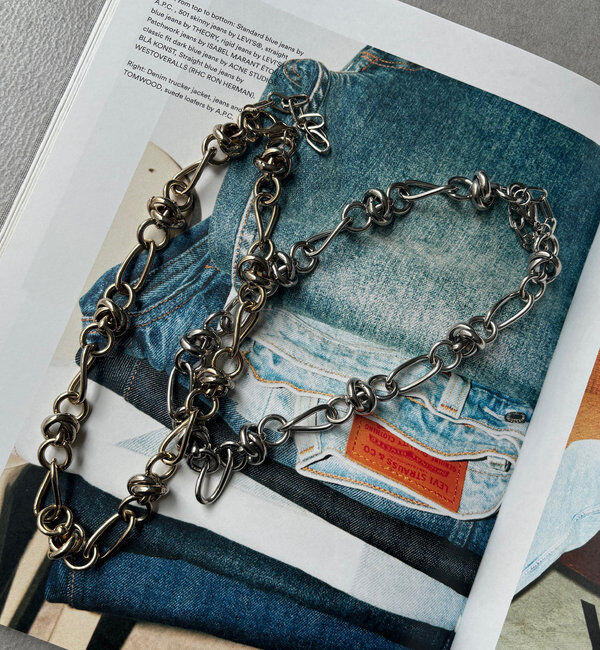  「ボリュームミックスチェーンネックレス」|ネックレス|