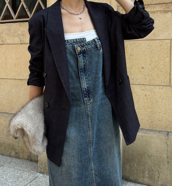  「裾フリンジデニムジャンスカ」|ワンピース|