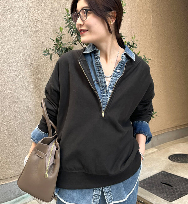  「【新色追加】【インフルエンサー OKOCHI企画】ハーフジップスウェット」|Tシャツ・カットソー|チャコールグレー