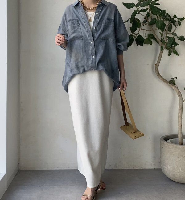  「袖リブシアーデニムシャツ」|シャツ・ブラウス|