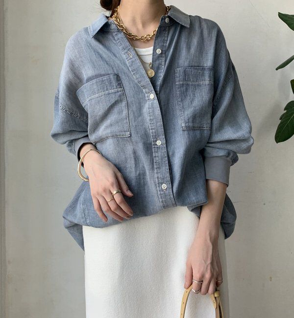  「袖リブシアーデニムシャツ」|シャツ・ブラウス|