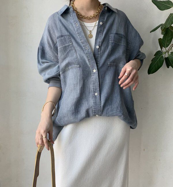 「袖リブシアーデニムシャツ」|シャツ・ブラウス|