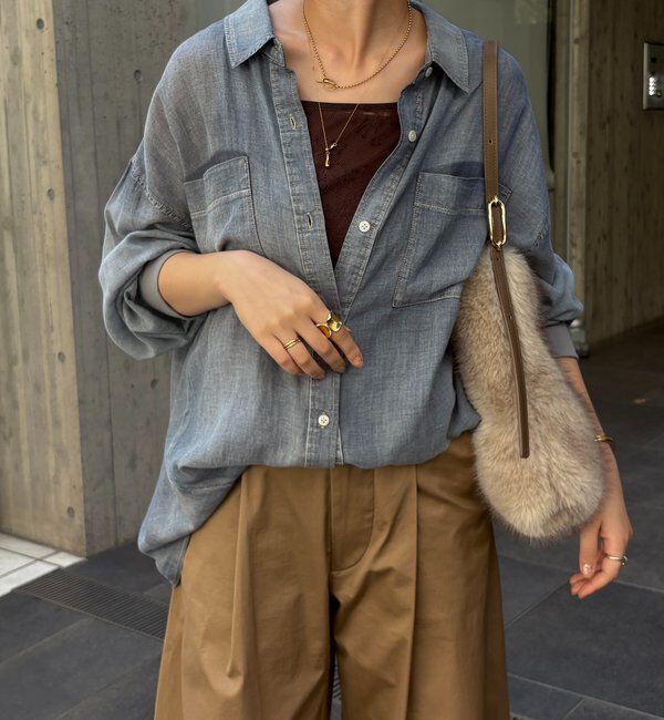  「袖リブシアーデニムシャツ」|シャツ・ブラウス|