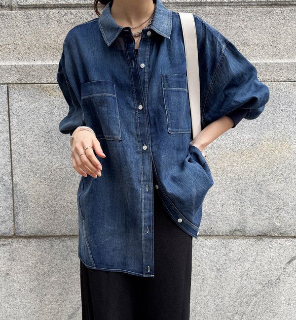  「袖リブシアーデニムシャツ」|シャツ・ブラウス|