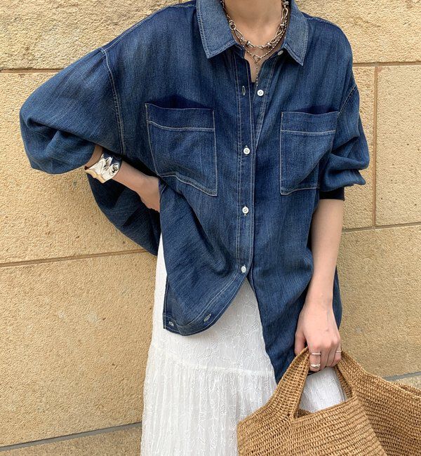  「袖リブシアーデニムシャツ」|シャツ・ブラウス|