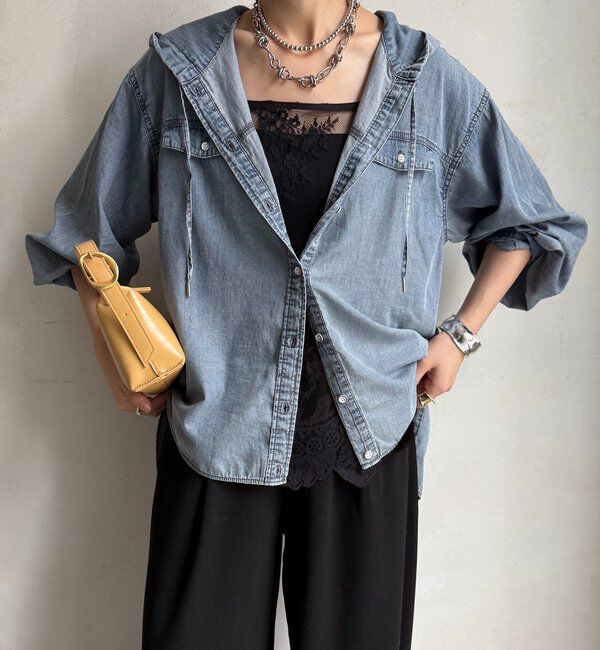  「シアーデニムフーディーシャツ」|シャツ・ブラウス|