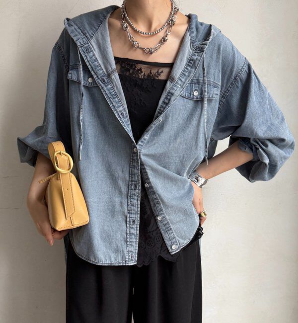  「シアーデニムフーディーシャツ」|シャツ・ブラウス|