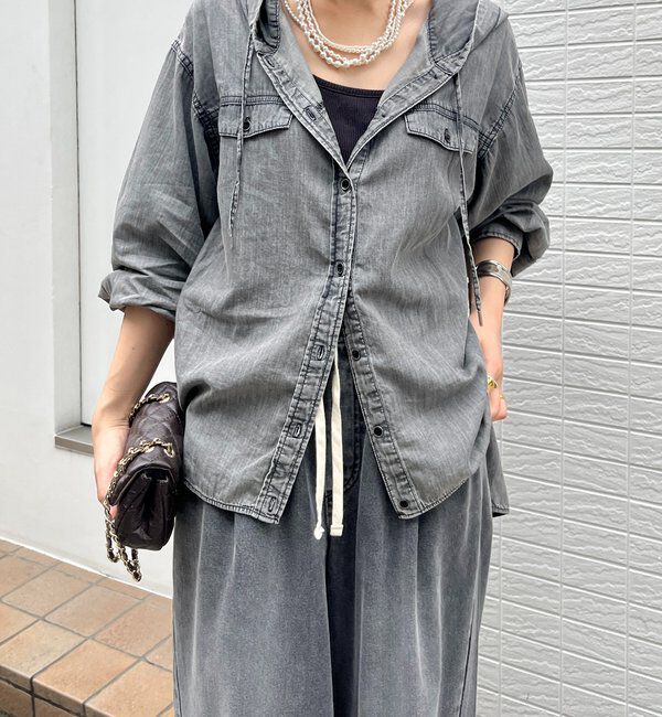  「シアーデニムフーディーシャツ」|シャツ・ブラウス|