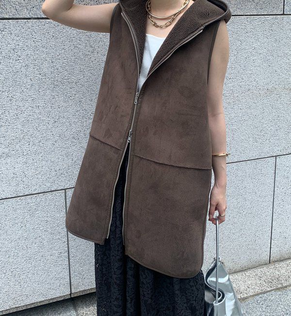  「ボア切替フーディージレ」|ベスト・ジレ|