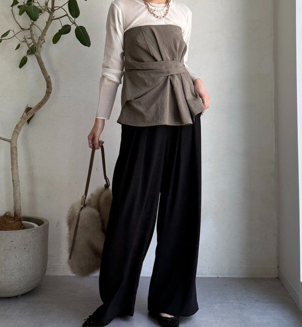  「【新色追加】チュールフロッキーシアー切替TEE」|Tシャツ・カットソー|