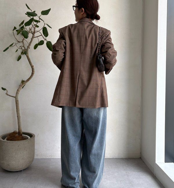  「肩パッドチェックダブルジャケット」|テーラードジャケット|