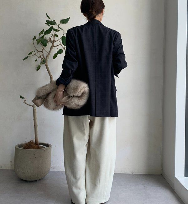  「肩パッドチェックダブルジャケット」|テーラードジャケット|