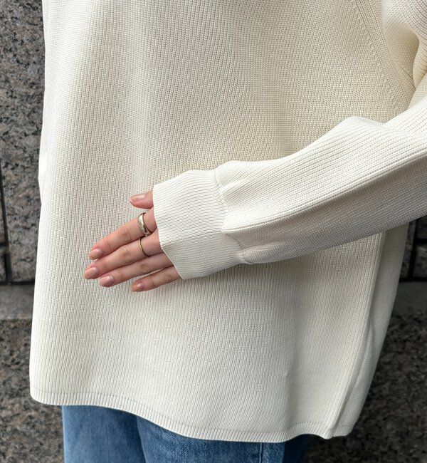  「ストレッチヤーン片畦ポンチョニット」|ニット・セーター|