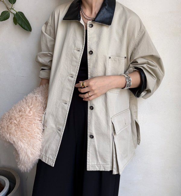  「レザーカラーカバーオールジャケット」|ブルゾン・スタジャン|